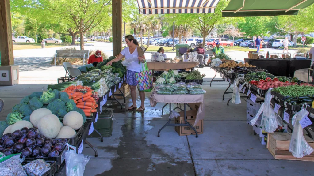 Women shopping at the farmers market